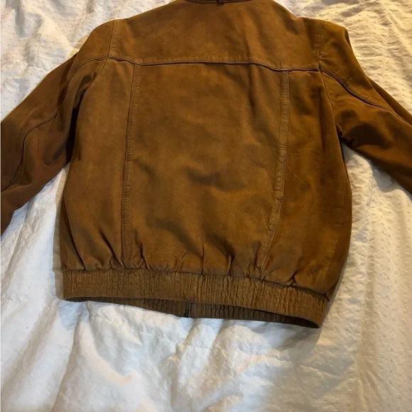 Massimo Dutti Tan Suede Bomber Jacket 100% Goatskin Size S/36 - Picture 8 of 16